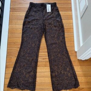 NA-KF Brown Lace Flare Pants